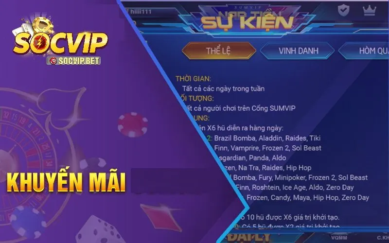 Khuyến mãi SOCVIP nạp đầu